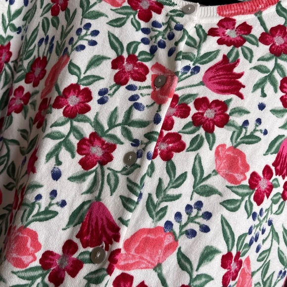 KAREN SCOTT Womens PLUS 2X White Red Pink Floral Cardigan Button Down Sweater - Picture 6 of 7
